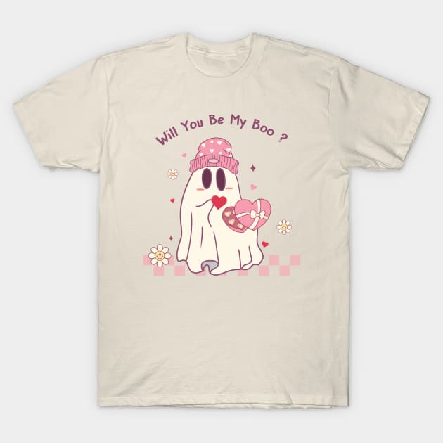 Will You Be My Boo? Cute Ghost Love T-Shirt by Nessanya